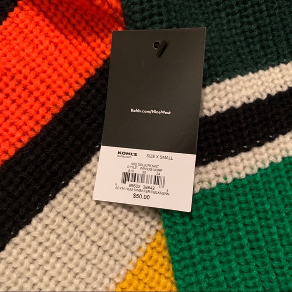 Nine West Multicolor Color Block Chunky Knit Sweater Women's Size XS & XL - Picture 3 of 4